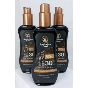 New 3 Pk Australian Gold Instant Bronzer Spray Gel SPF 30 Bulk Discount Exp 9/25
